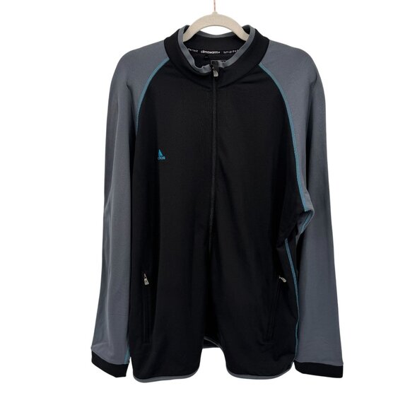 Adidas ClimaWarm Full-Zip Jacket Mens XL Black Gray Polyester‎ Zip Pockets - Picture 1 of 9